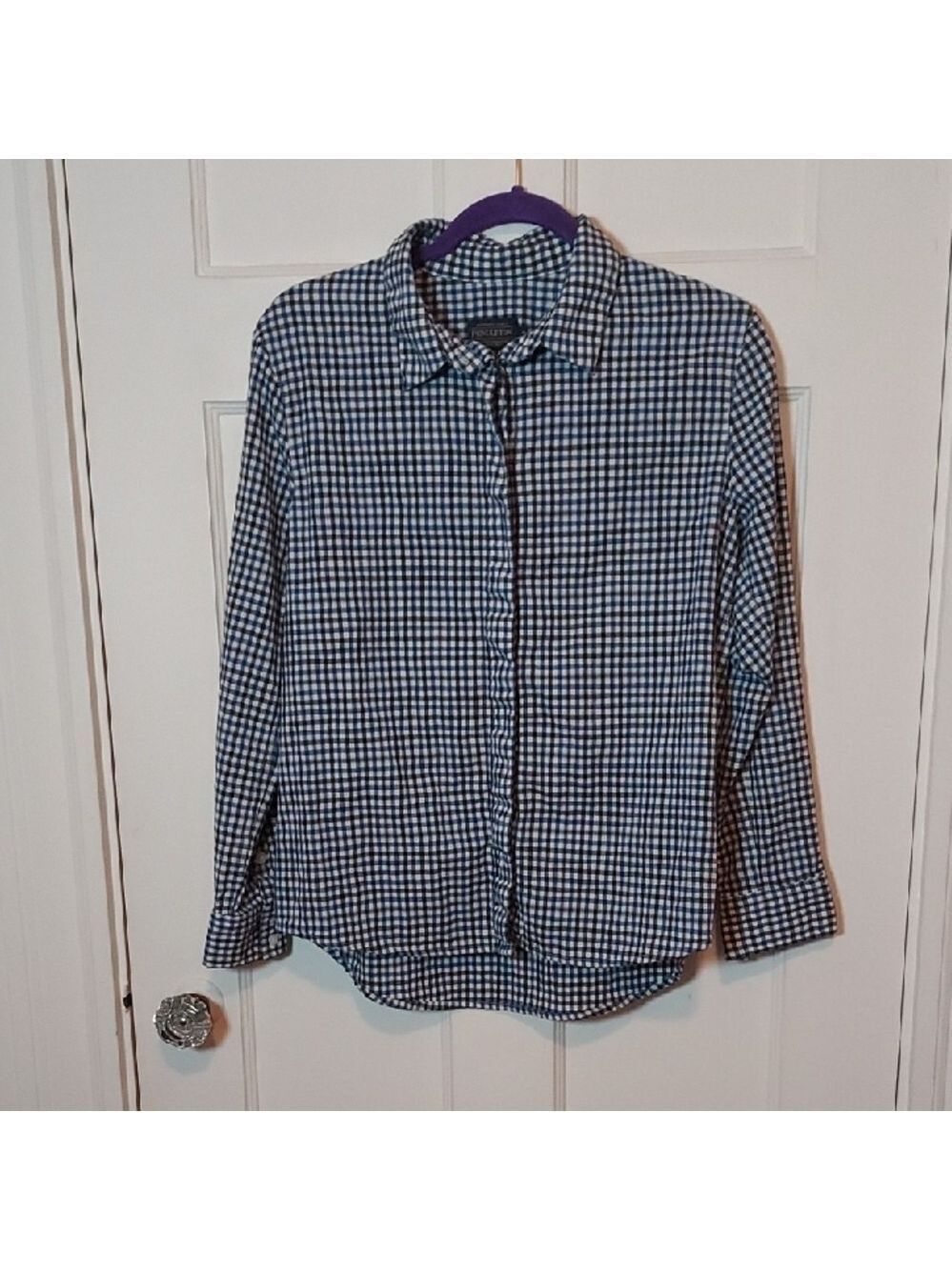 Pendleton Women's Wool Blend Checkered Shirt Blue Black White